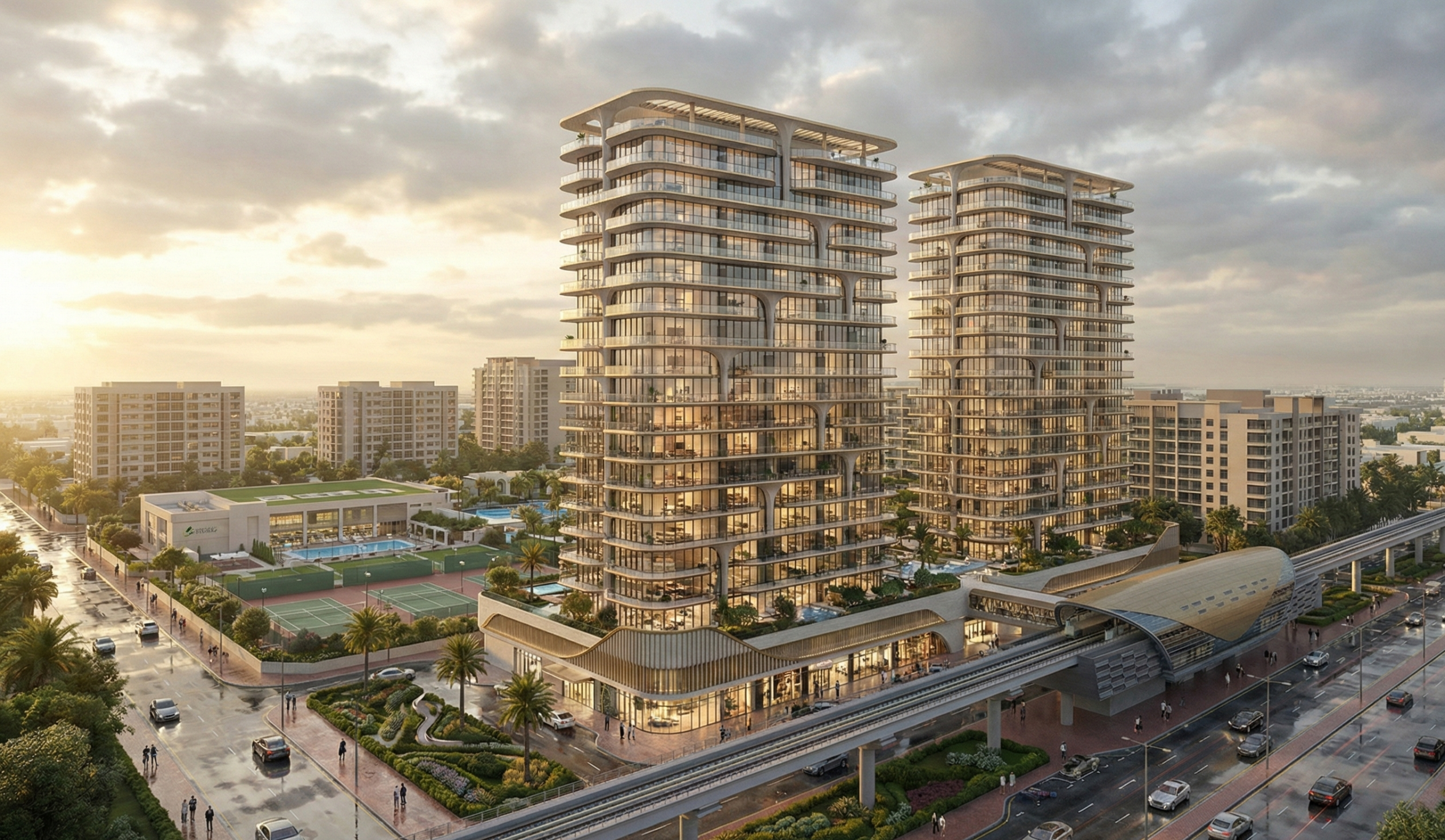 POD Club — twin towers residential and hotel with shopping centre, Dubai