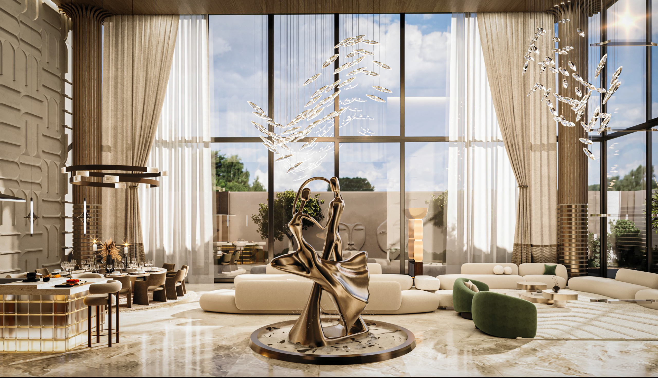 Double-Height Family Living Room — Jumeirah Street, Dubai